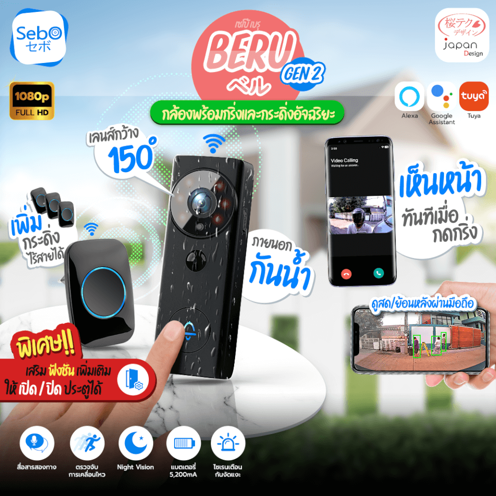 สมาร์ทกริ่งไร้สายพร้อมกล้อง Sebo Beru